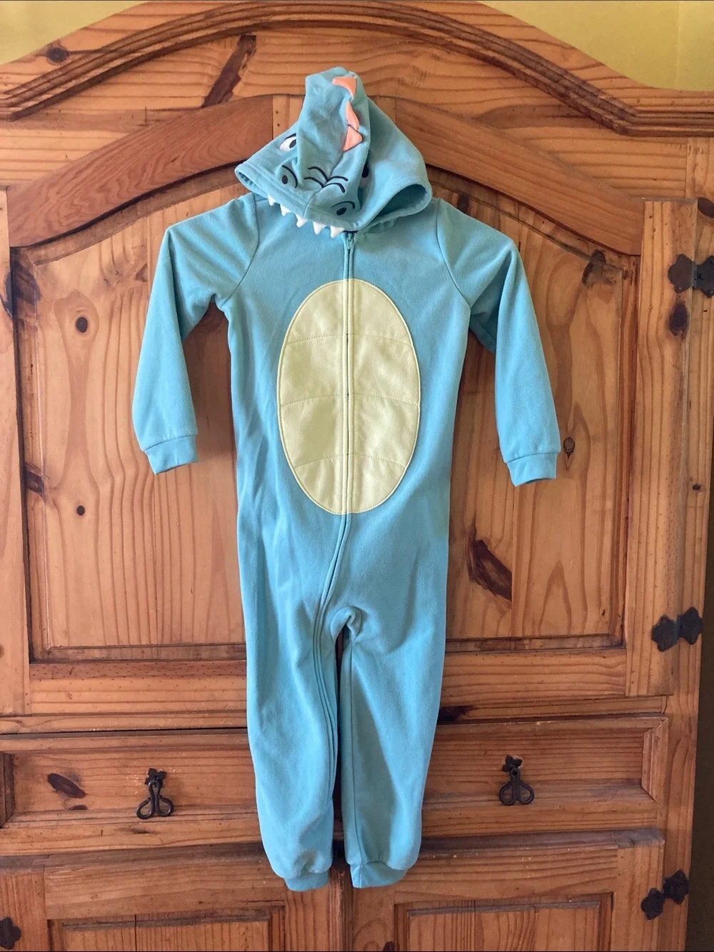 Boys Carter’s green dragon one piece hooded pajamas size 6